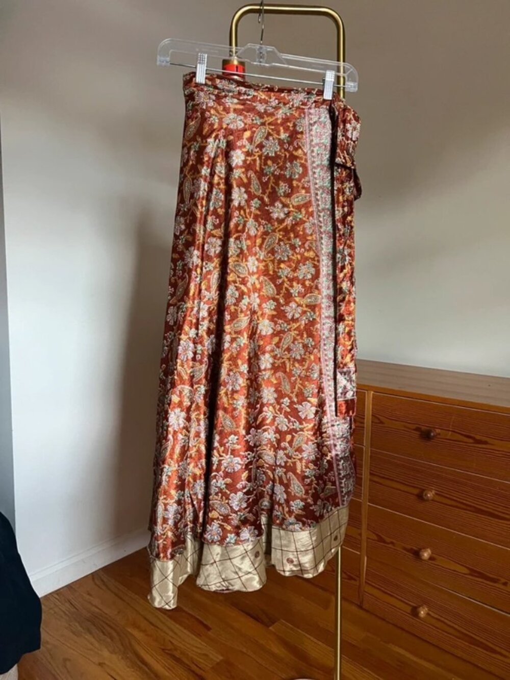 Layered silk wrap skirt